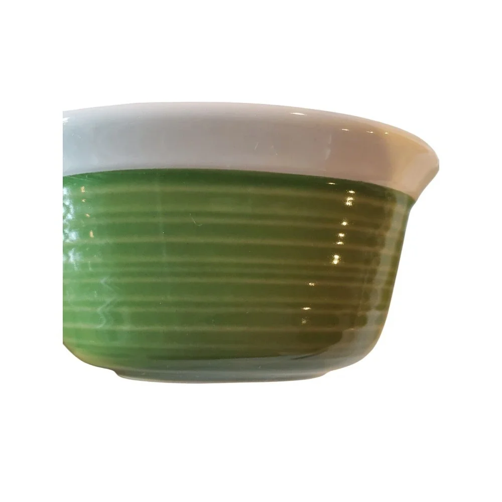 2‎ Corning Ware ETCH Green 7oz Baking Dishes Stoneware EUC